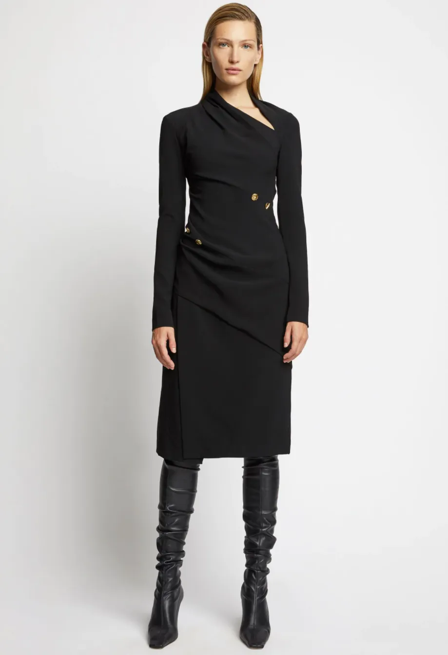 Proenza Schouler Spiral Button Crepe Dress