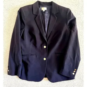 Pure Collection Wool Dark Navy Blazer Gold Buttons Nautical Preppy