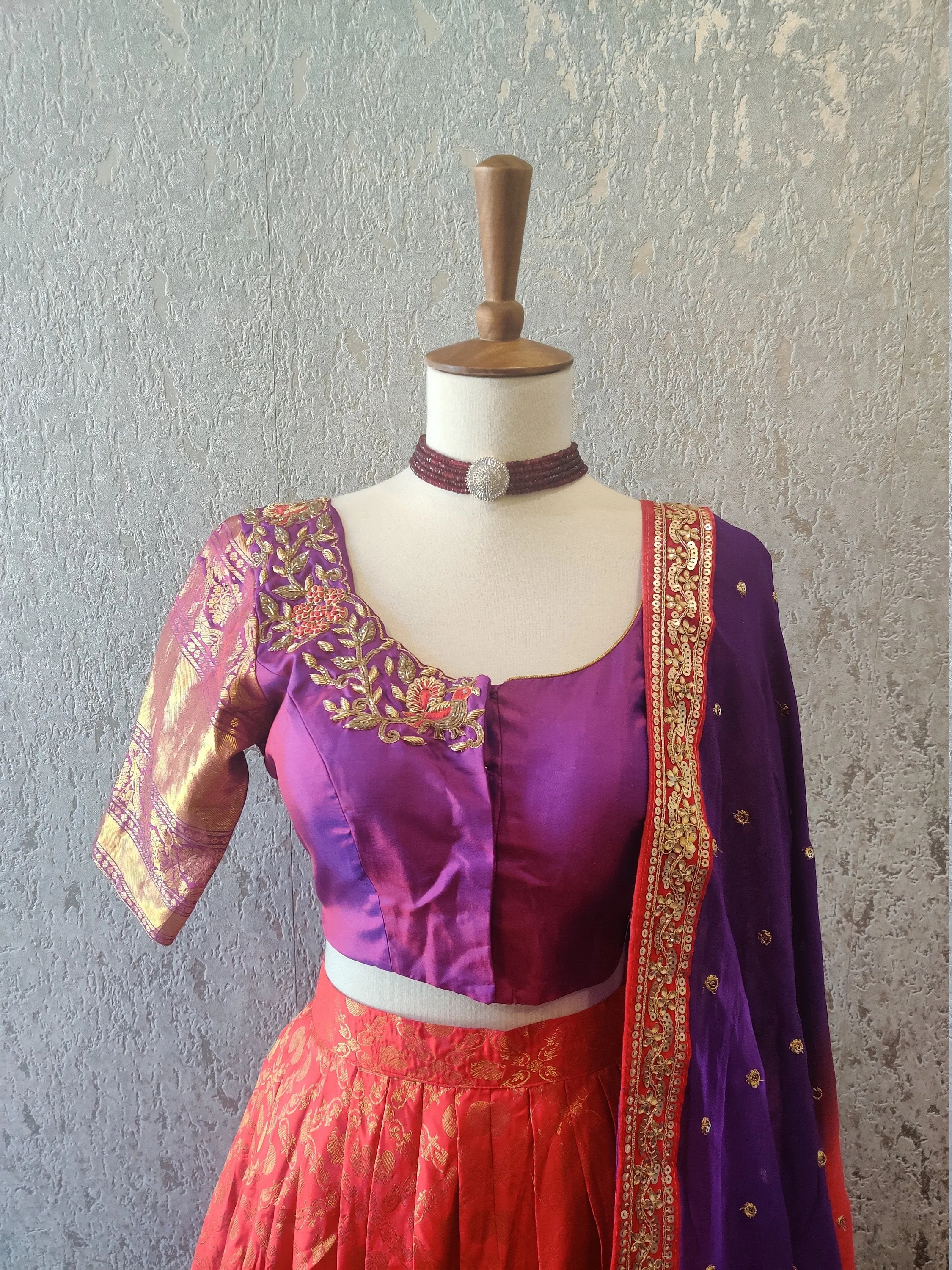 Pure kanchi pattu lehenga,Bridal Lehenga,Pattu langa,Langavoni,Halfsaree,Kanjivaram Lehenga,Pattu Pavada,Silk Lehenga,teens Lehenga-NIHIRA