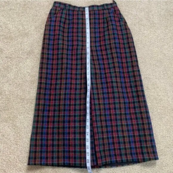 Quasimodo 70s Vintage High Waist Plaid Midi Skirt