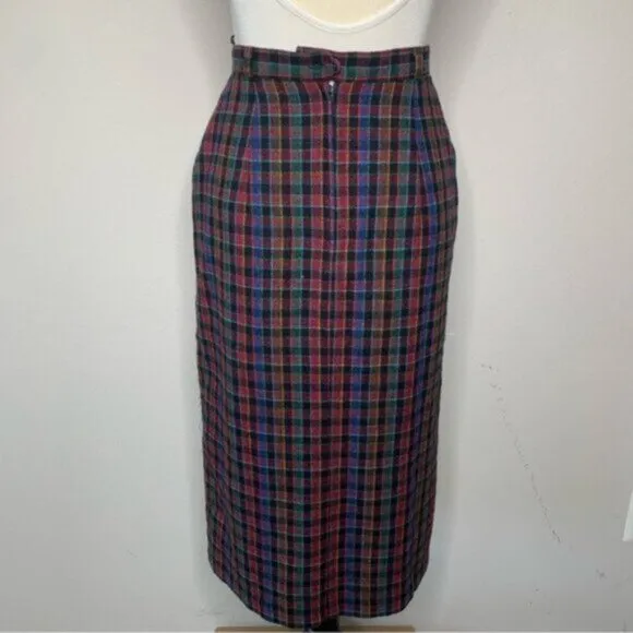 Quasimodo 70s Vintage High Waist Plaid Midi Skirt
