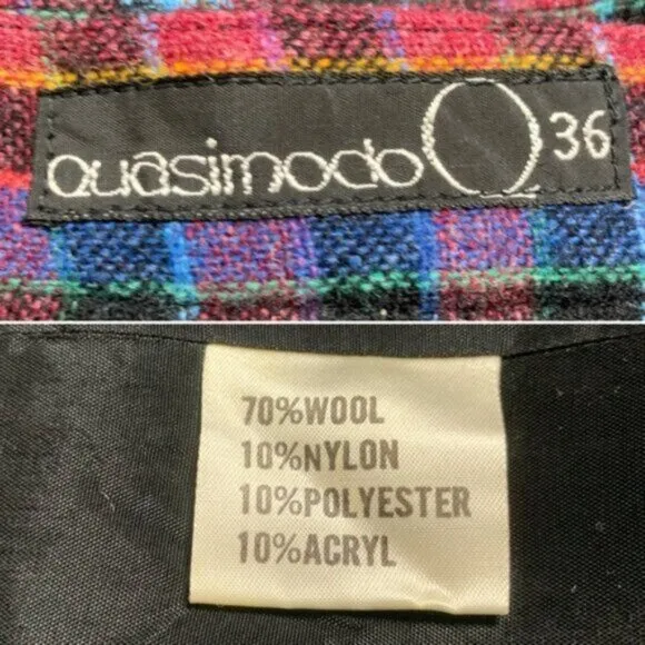 Quasimodo 70s Vintage High Waist Plaid Midi Skirt