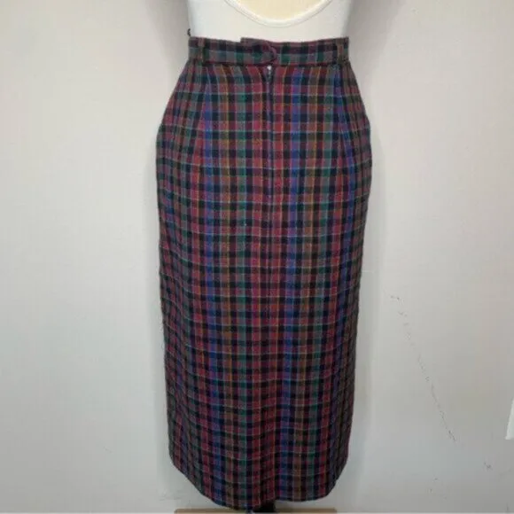 Quasimodo 70s Vintage High Waist Plaid Midi Skirt