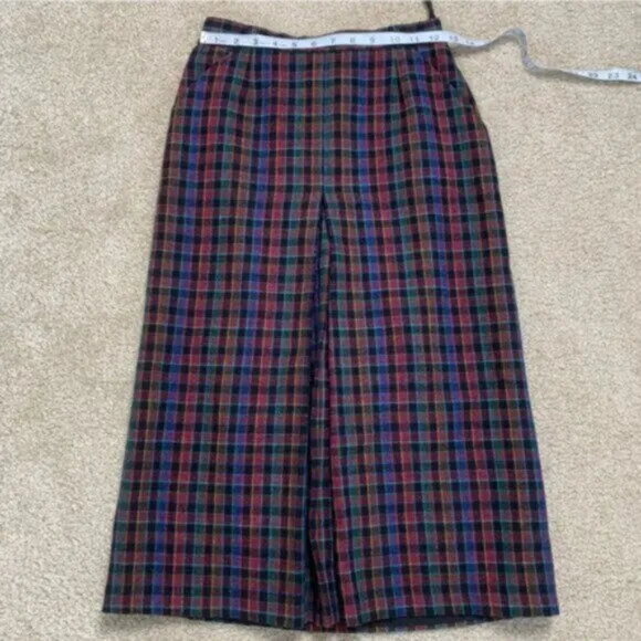 Quasimodo 70s Vintage High Waist Plaid Midi Skirt