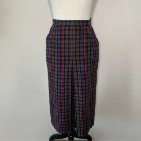 Quasimodo 70s Vintage High Waist Plaid Midi Skirt