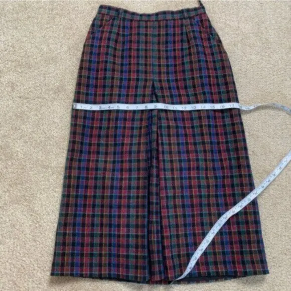 Quasimodo 70s Vintage High Waist Plaid Midi Skirt