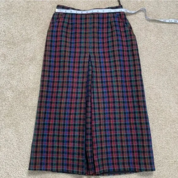 Quasimodo 70s Vintage High Waist Plaid Midi Skirt