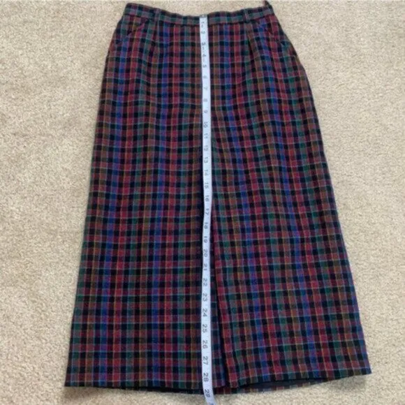 Quasimodo 70s Vintage High Waist Plaid Midi Skirt