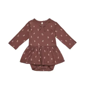 Quincy Mae Pointelle Skirted Bodysuit - Plum Fleur