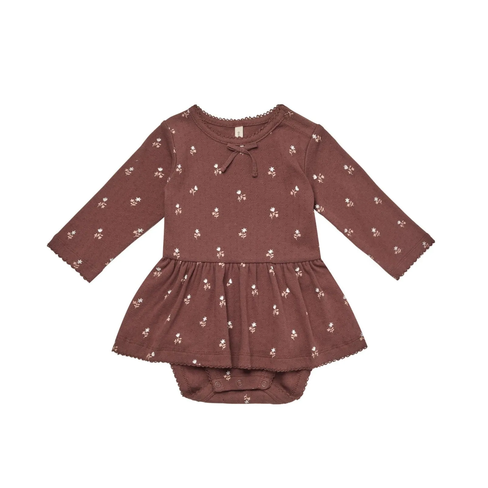 Quincy Mae Pointelle Skirted Bodysuit - Plum Fleur
