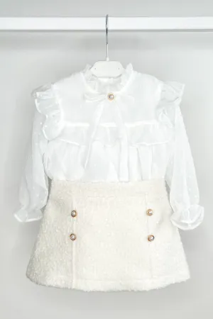 "Blaire" Blouse & Ivory Bouclé Skirt