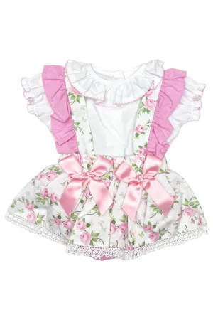 "Florence" Blouse & Dusky Pink Floral Bloomer Skirt