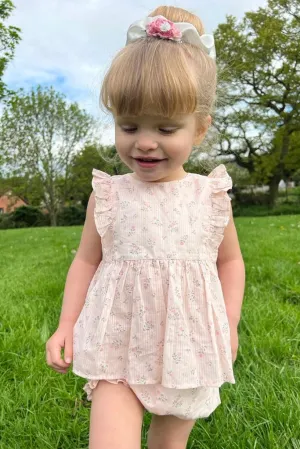 "Verity" Pink Floral Blouse & Bloomers