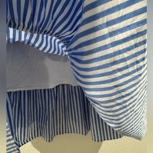 Rachel Parcell Blue White Striped Tiered Ruffle Midi Tie Waist Nautical Skirt S