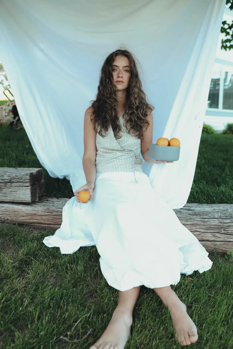 Rae: Bubble Midi Skirt in White