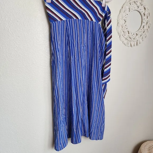 Rag &amp; Bone Felix Striped Tie-Waist Midi Skirt In Blue Women's Size 4