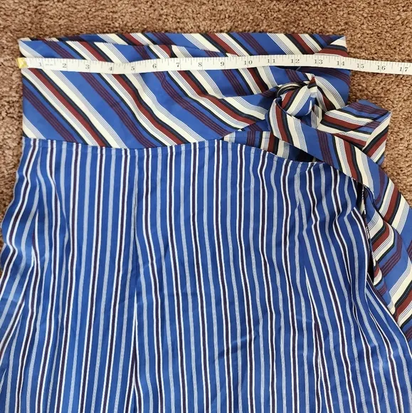 Rag &amp; Bone Felix Striped Tie-Waist Midi Skirt In Blue Women's Size 4