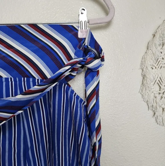 Rag &amp; Bone Felix Striped Tie-Waist Midi Skirt In Blue Women's Size 4