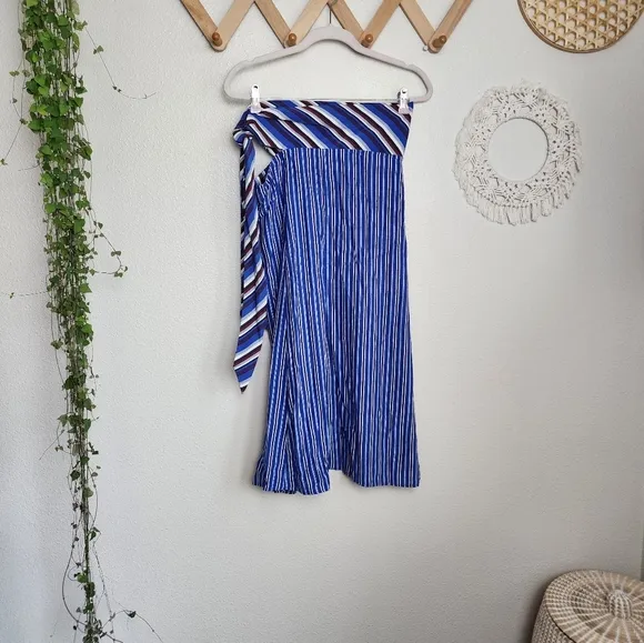 Rag &amp; Bone Felix Striped Tie-Waist Midi Skirt In Blue Women's Size 4
