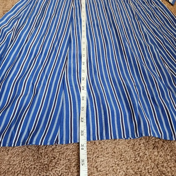 Rag &amp; Bone Felix Striped Tie-Waist Midi Skirt In Blue Women's Size 4