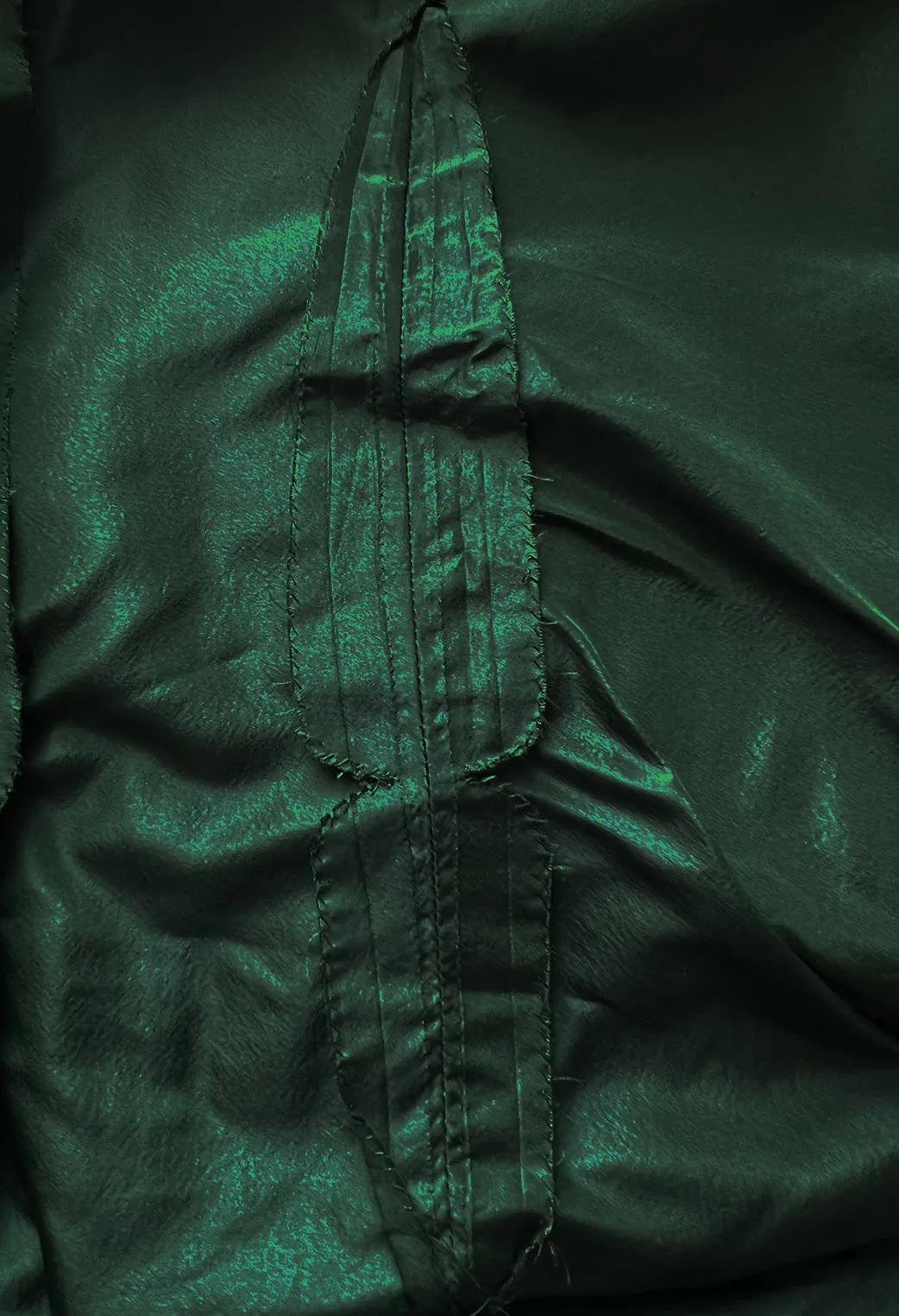 Rare 1977 Madame Gres Haute Couture Dress & Cape in a Deep Green Silk Taffeta