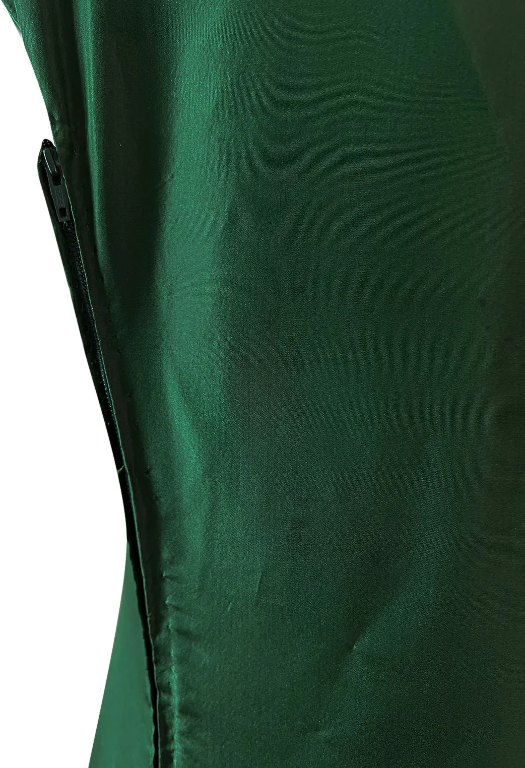 Rare 1977 Madame Gres Haute Couture Dress & Cape in a Deep Green Silk Taffeta