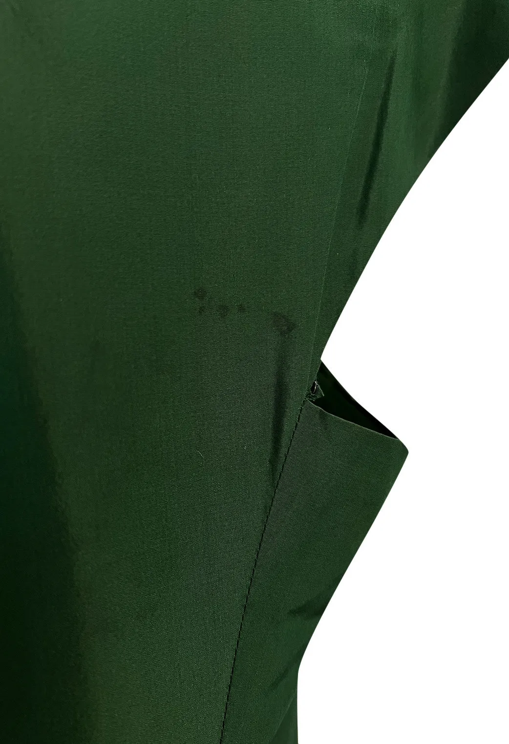 Rare 1977 Madame Gres Haute Couture Dress & Cape in a Deep Green Silk Taffeta