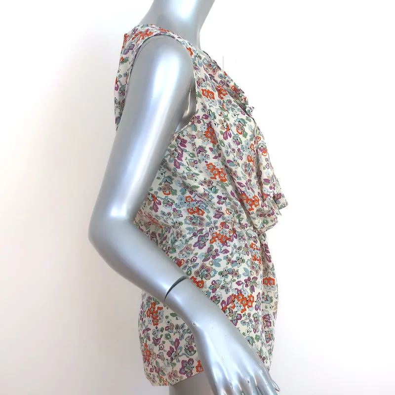 Rebecca Taylor Ruffle Tank Top Floral Print Silk Size 0 Sleeveless Blouse