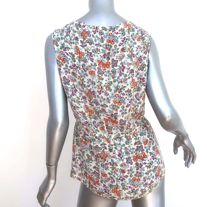 Rebecca Taylor Ruffle Tank Top Floral Print Silk Size 0 Sleeveless Blouse