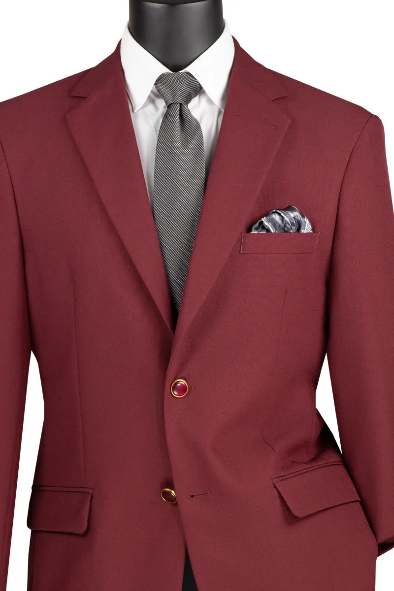Regular Fit 2 Button Business Blazer (Burgundy) Z-2PP