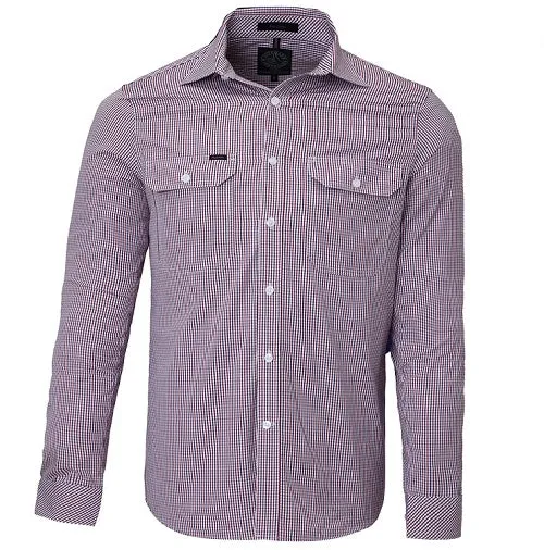 Ritemate Mens Double Pocket Classic Fit Long Sleeve Shirt - Red
