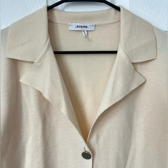 RODIER beige wool blend Knit collar Cardigan Blazer Sweater size 40 fr / US 8