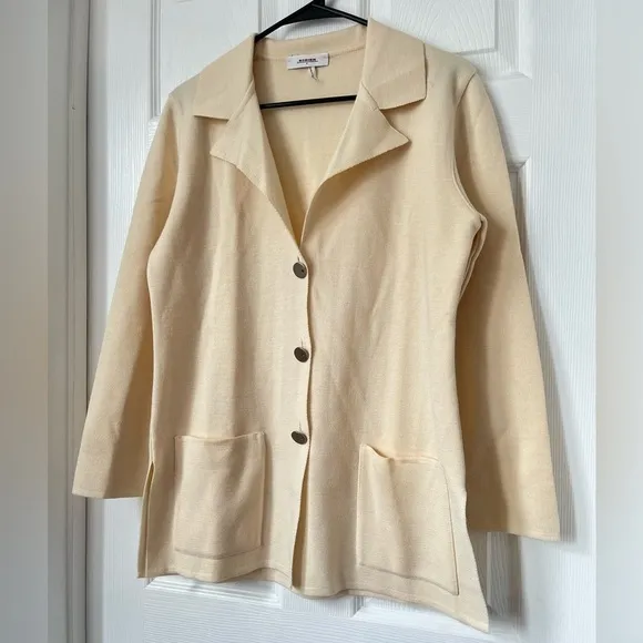RODIER beige wool blend Knit collar Cardigan Blazer Sweater size 40 fr / US 8