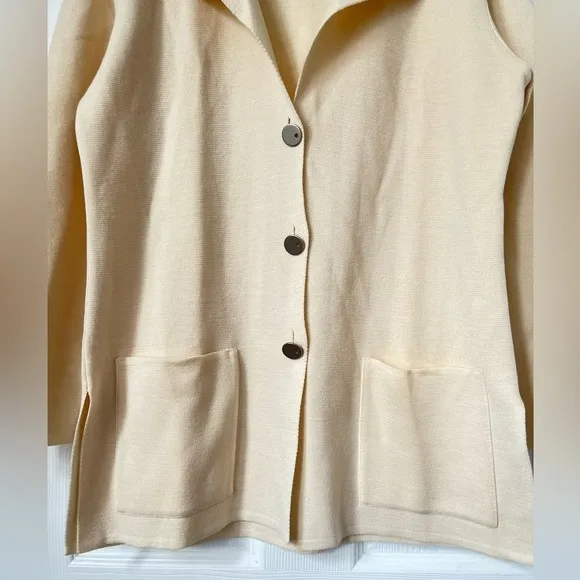 RODIER beige wool blend Knit collar Cardigan Blazer Sweater size 40 fr / US 8