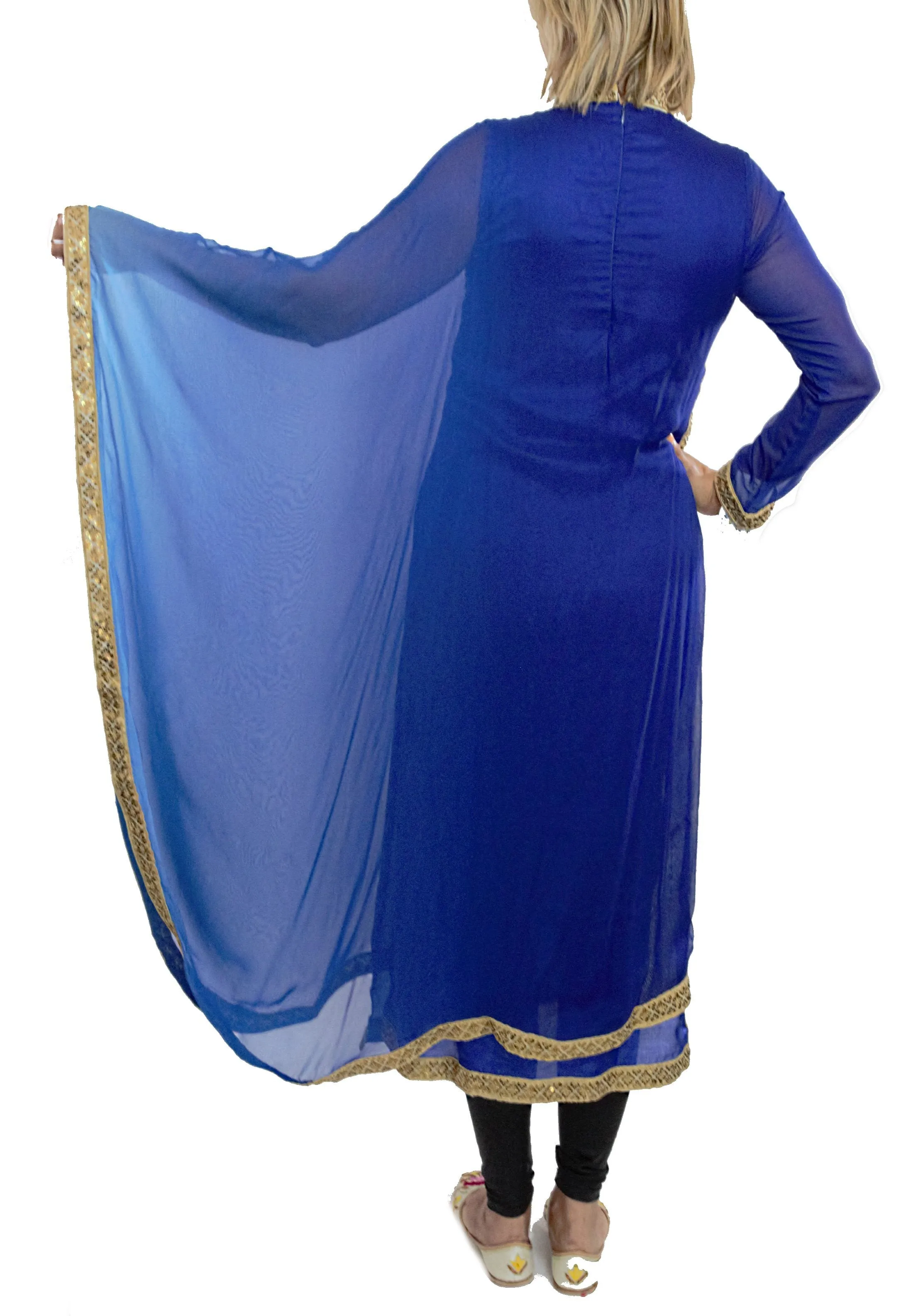 Royal Blue Double-Dyed Kaftan Style Suit