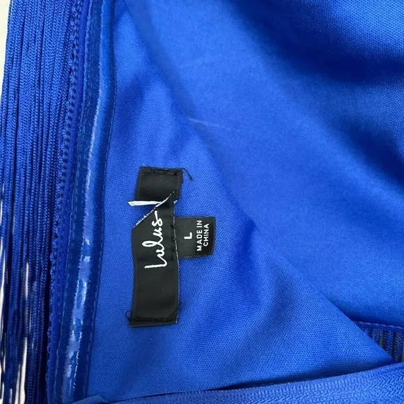 Royal Blue Fringe Strapless Two-Piece Midi Dress