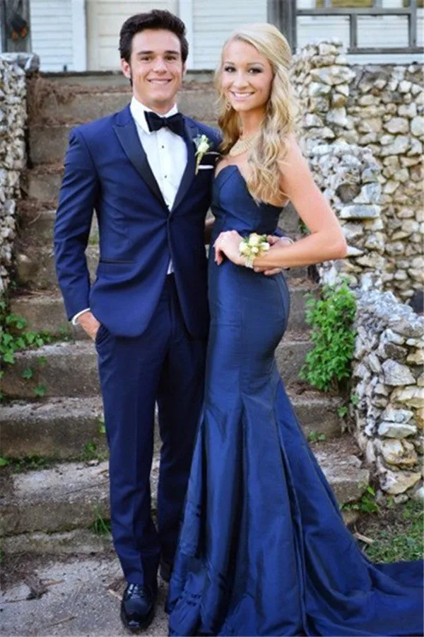 Royal Bule Peaked Lapel Men's Suit One Button Prom Party Suits