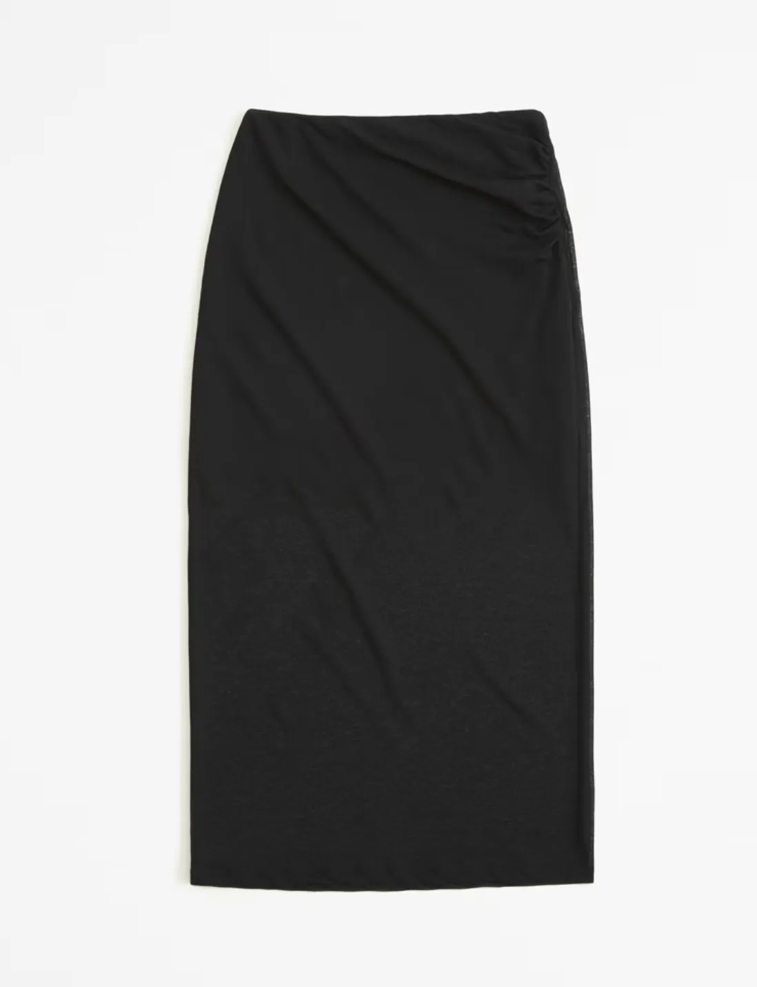 Ruched Mesh Midi Skirt