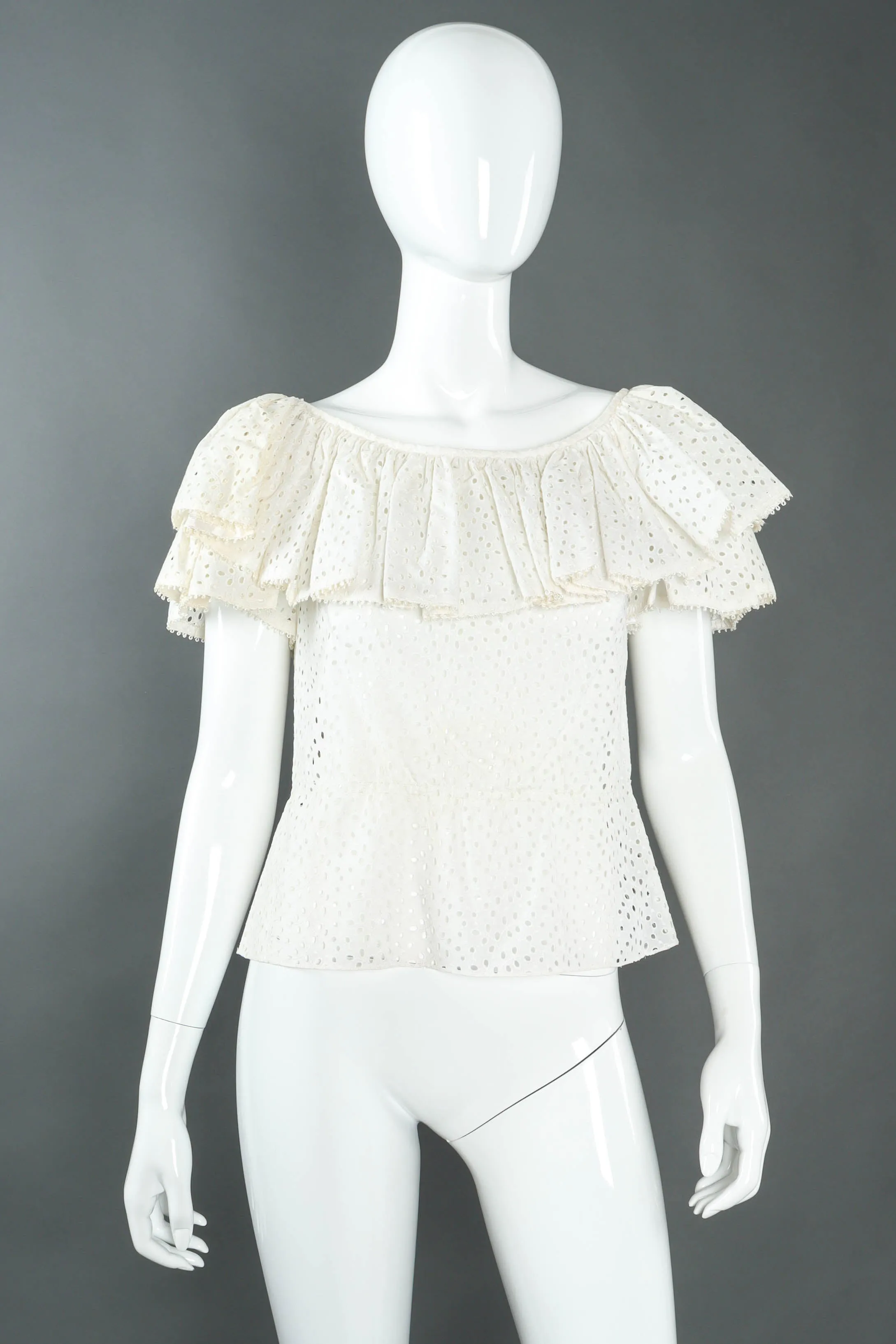 Ruffle Eyelet Asymmetrical Skirt Set