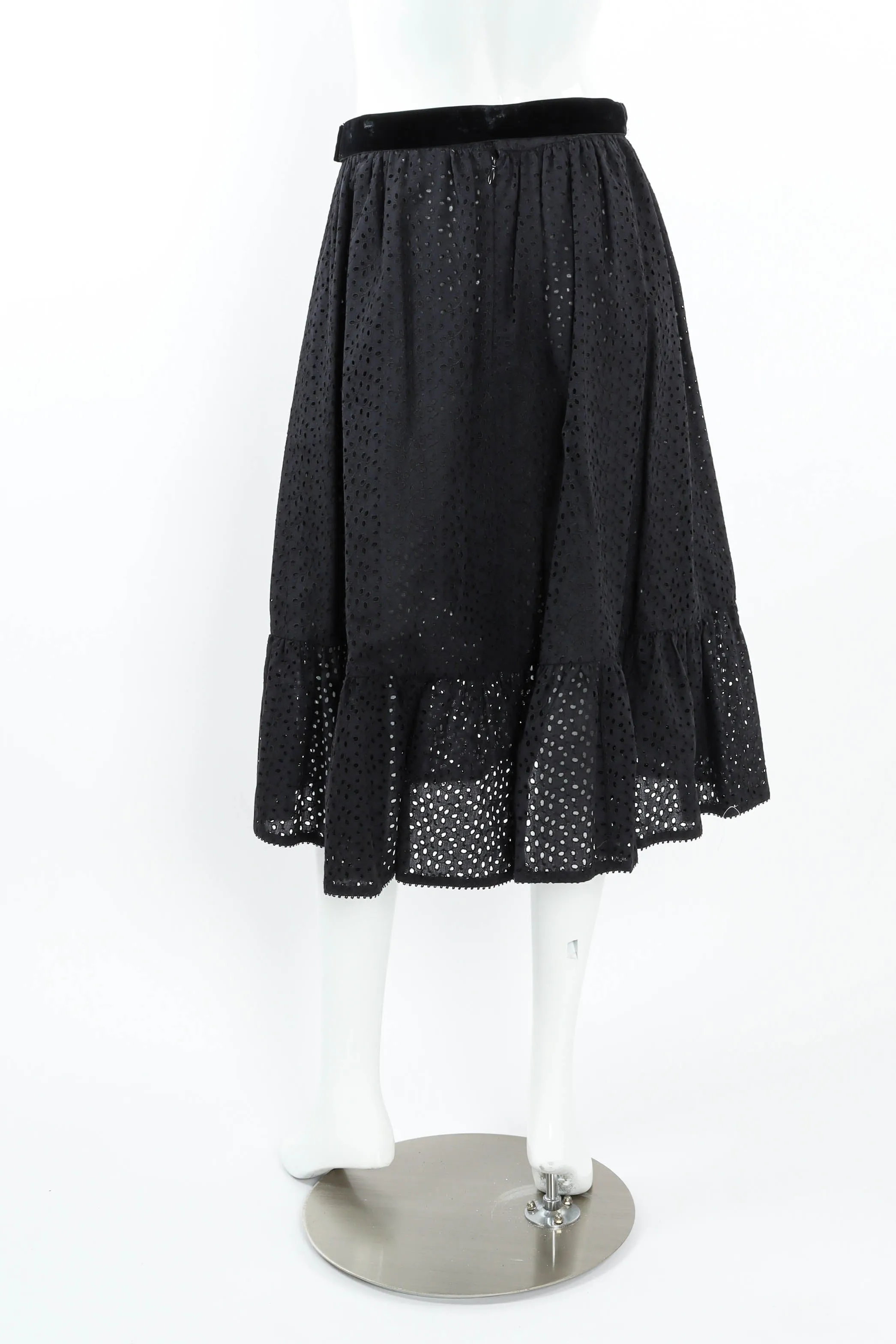 Ruffle Eyelet Asymmetrical Skirt Set