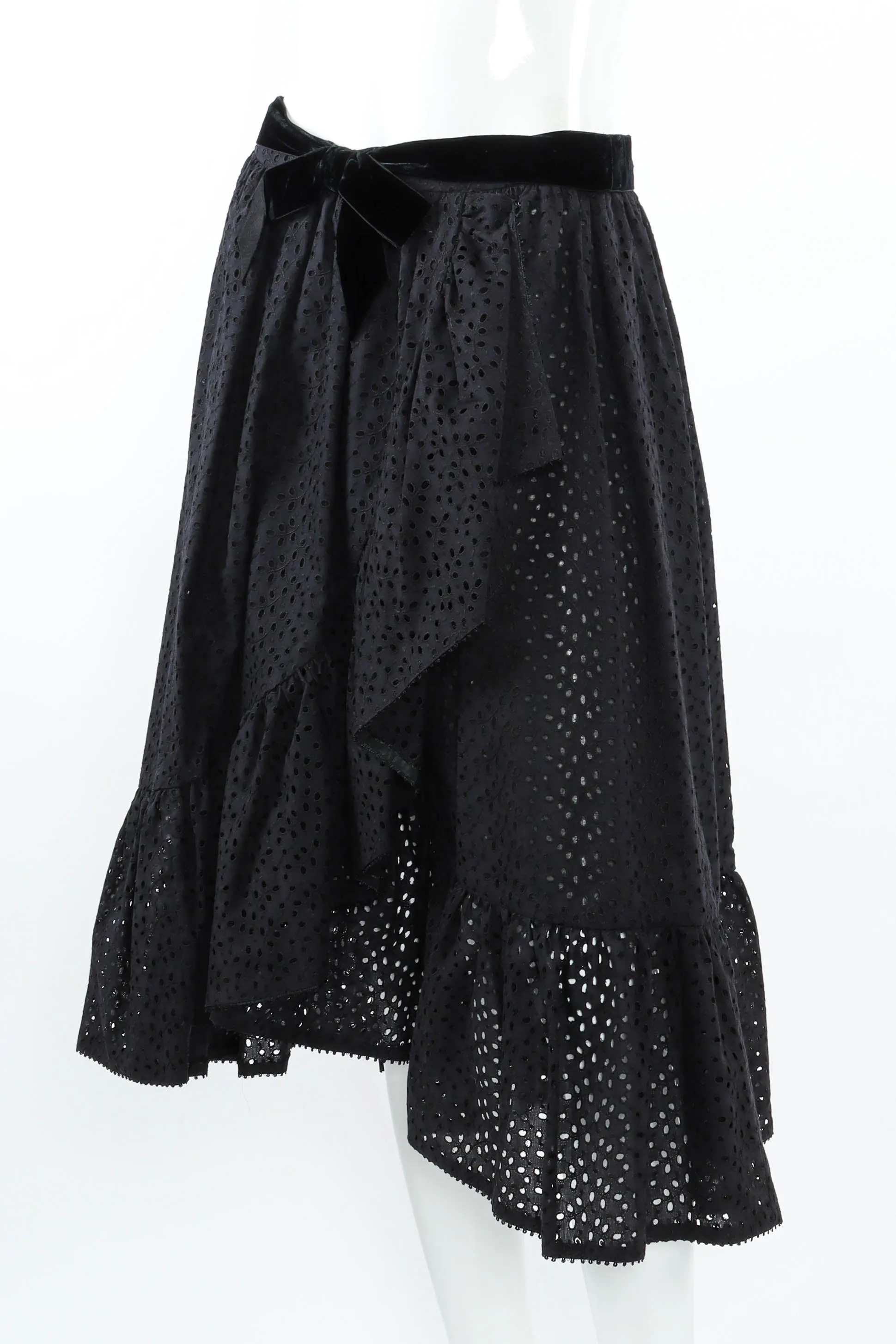 Ruffle Eyelet Asymmetrical Skirt Set