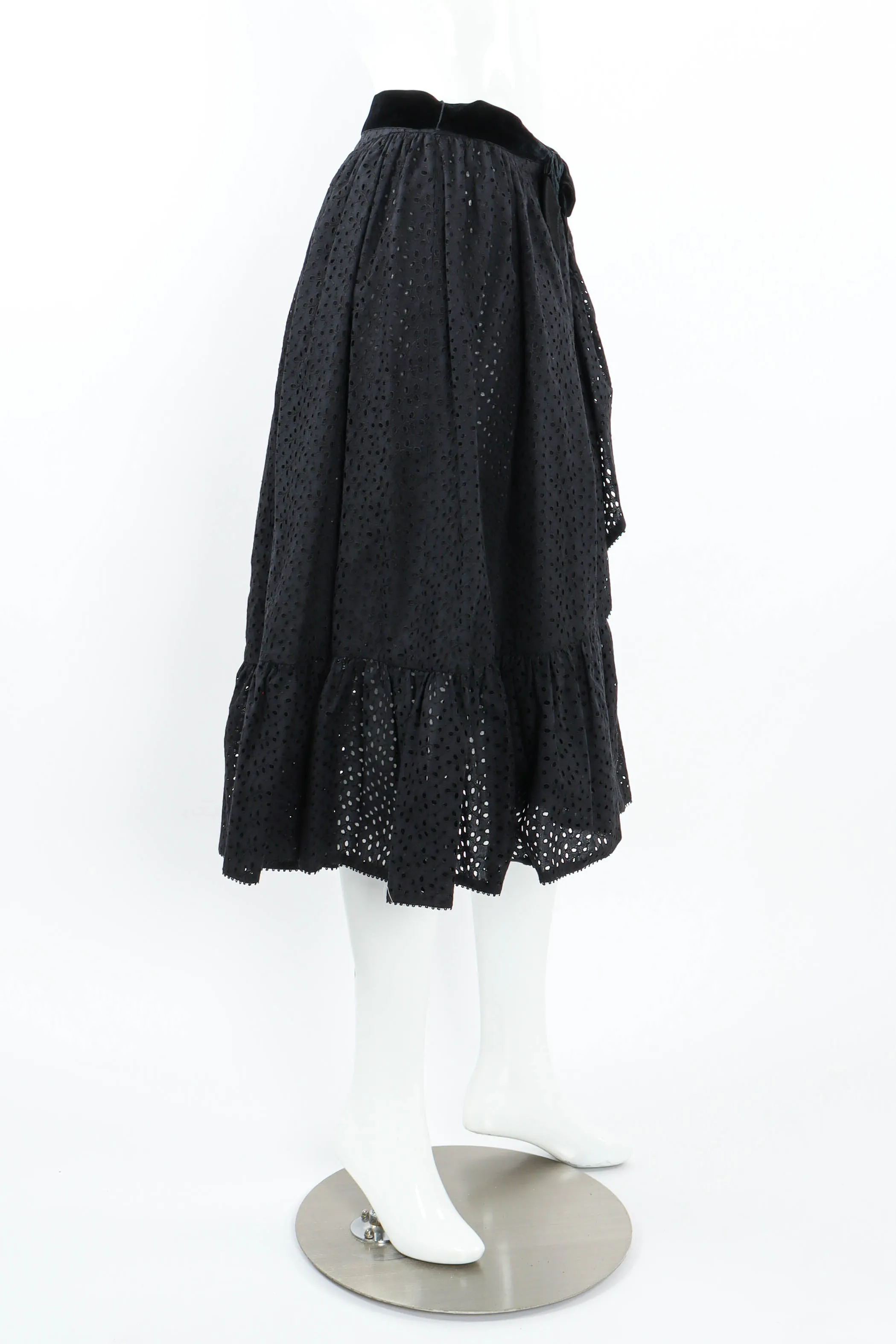 Ruffle Eyelet Asymmetrical Skirt Set