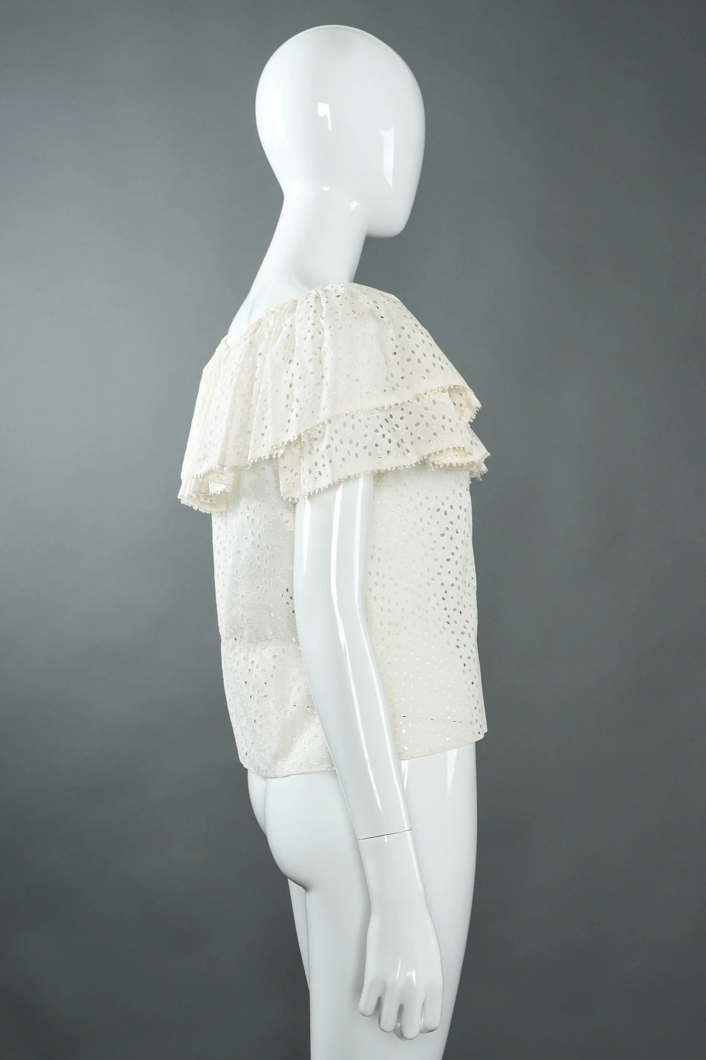Ruffle Eyelet Asymmetrical Skirt Set