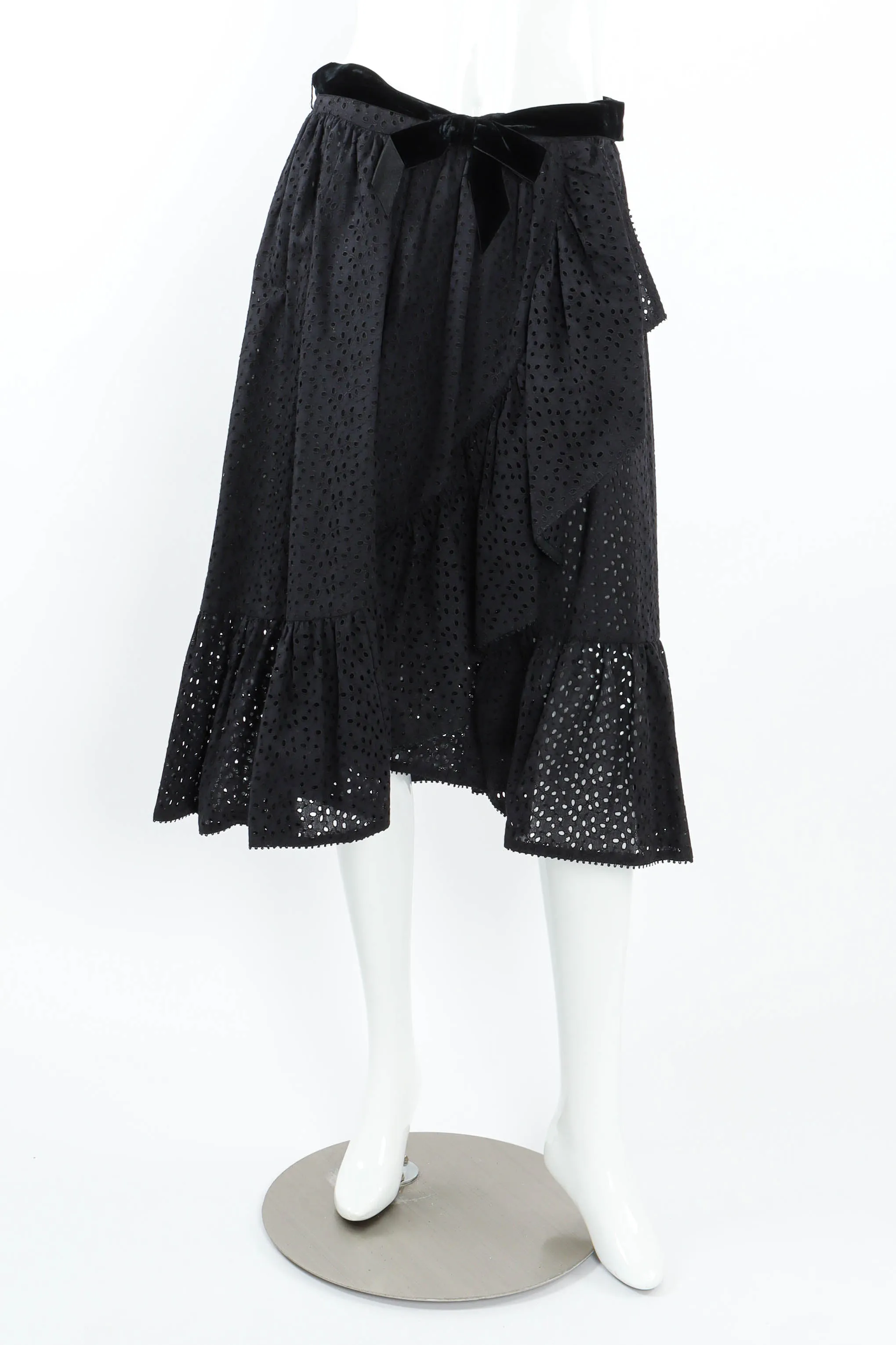 Ruffle Eyelet Asymmetrical Skirt Set
