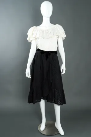 Ruffle Eyelet Asymmetrical Skirt Set