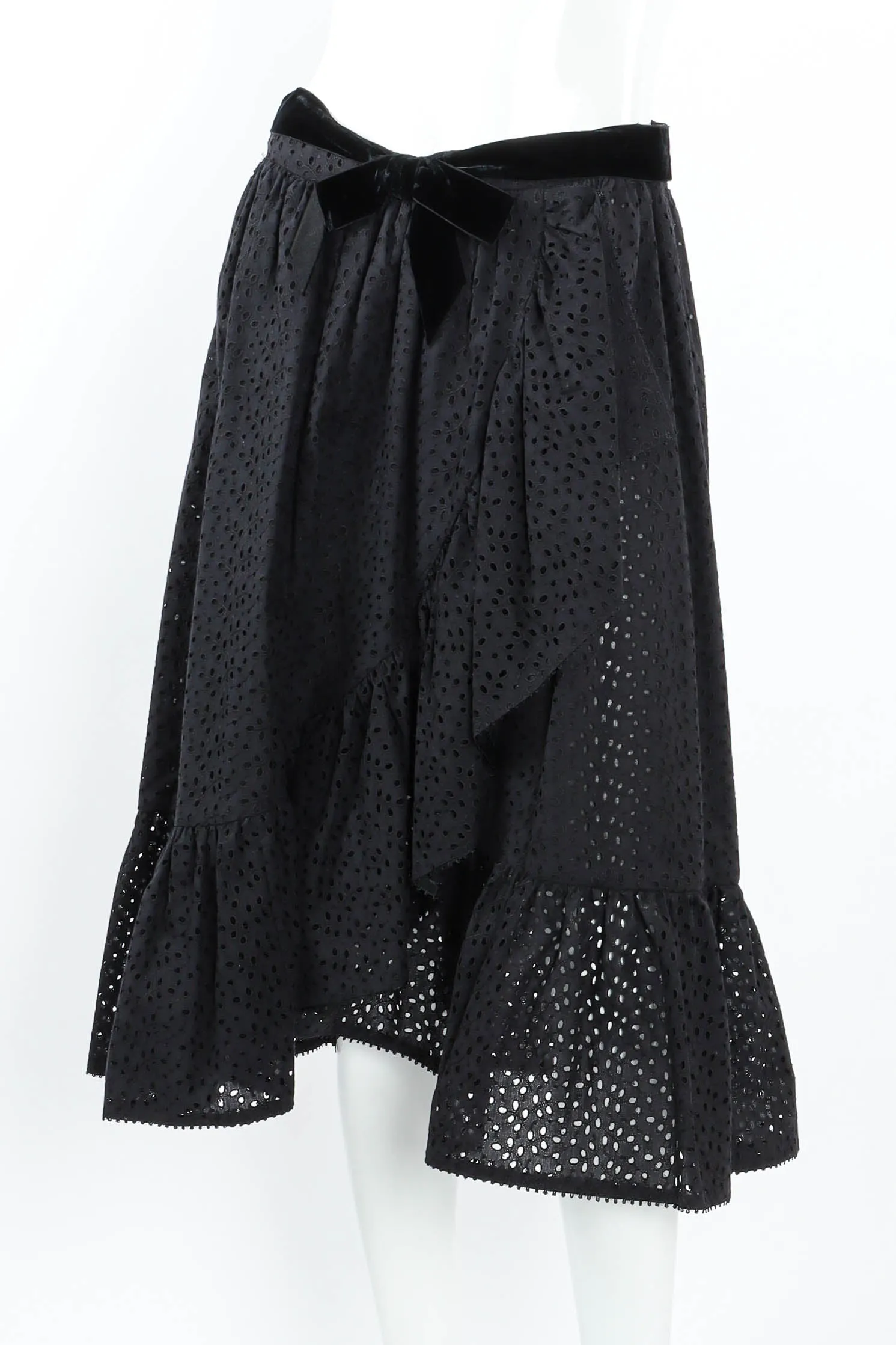 Ruffle Eyelet Asymmetrical Skirt Set