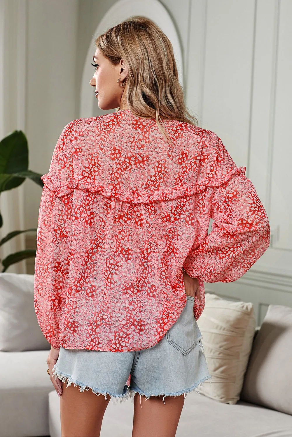 Saint Helena Printed Ruffle Blouse
