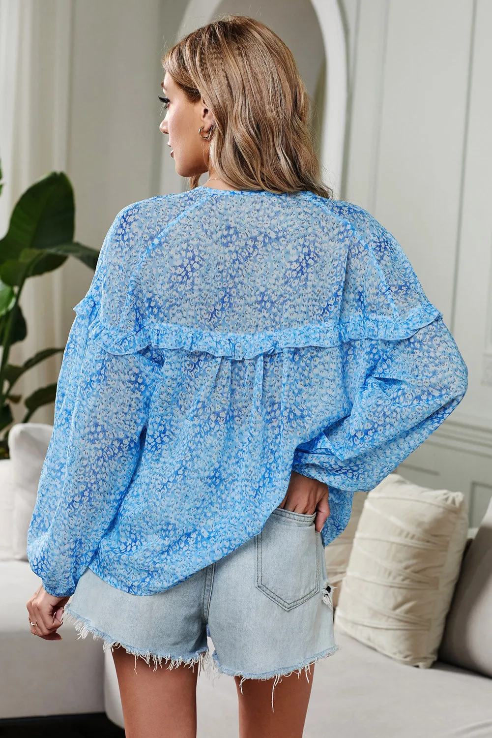 Saint Helena Printed Ruffle Blouse