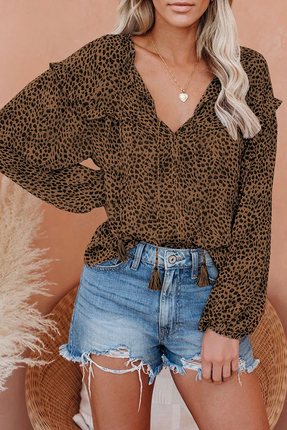 Saint Helena Printed Ruffle Blouse
