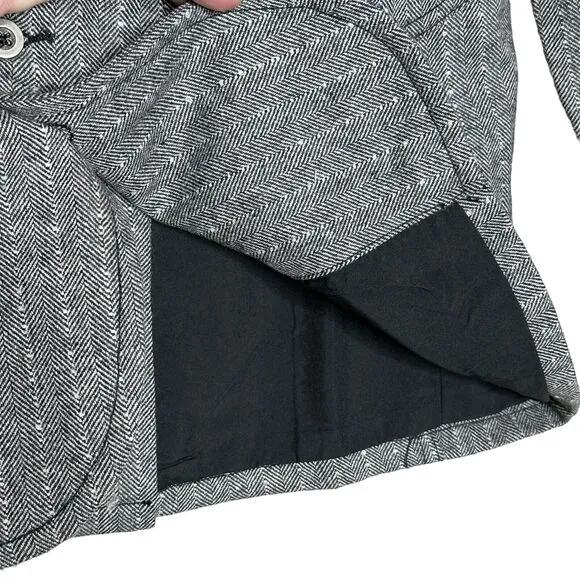 Sandrine Rose Empire Herringbone Wool Blend Blazer Gray Button Women Medium NWT